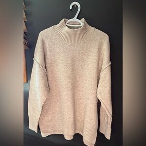 S O L D.    Cozy Women's Wool Blend Crewneck Sweater in Light Beige